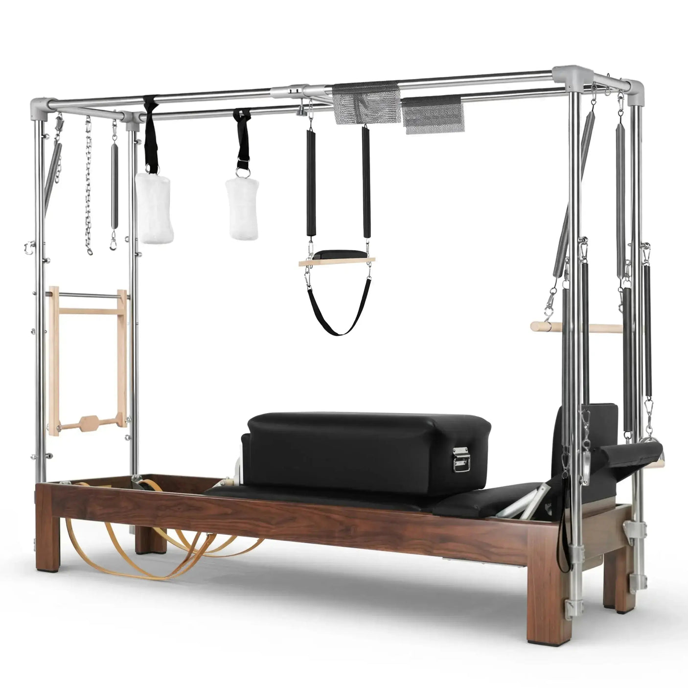 Elina Pilates Reformer Cadillac Klassisch Dunkles Holz – Seitenansicht