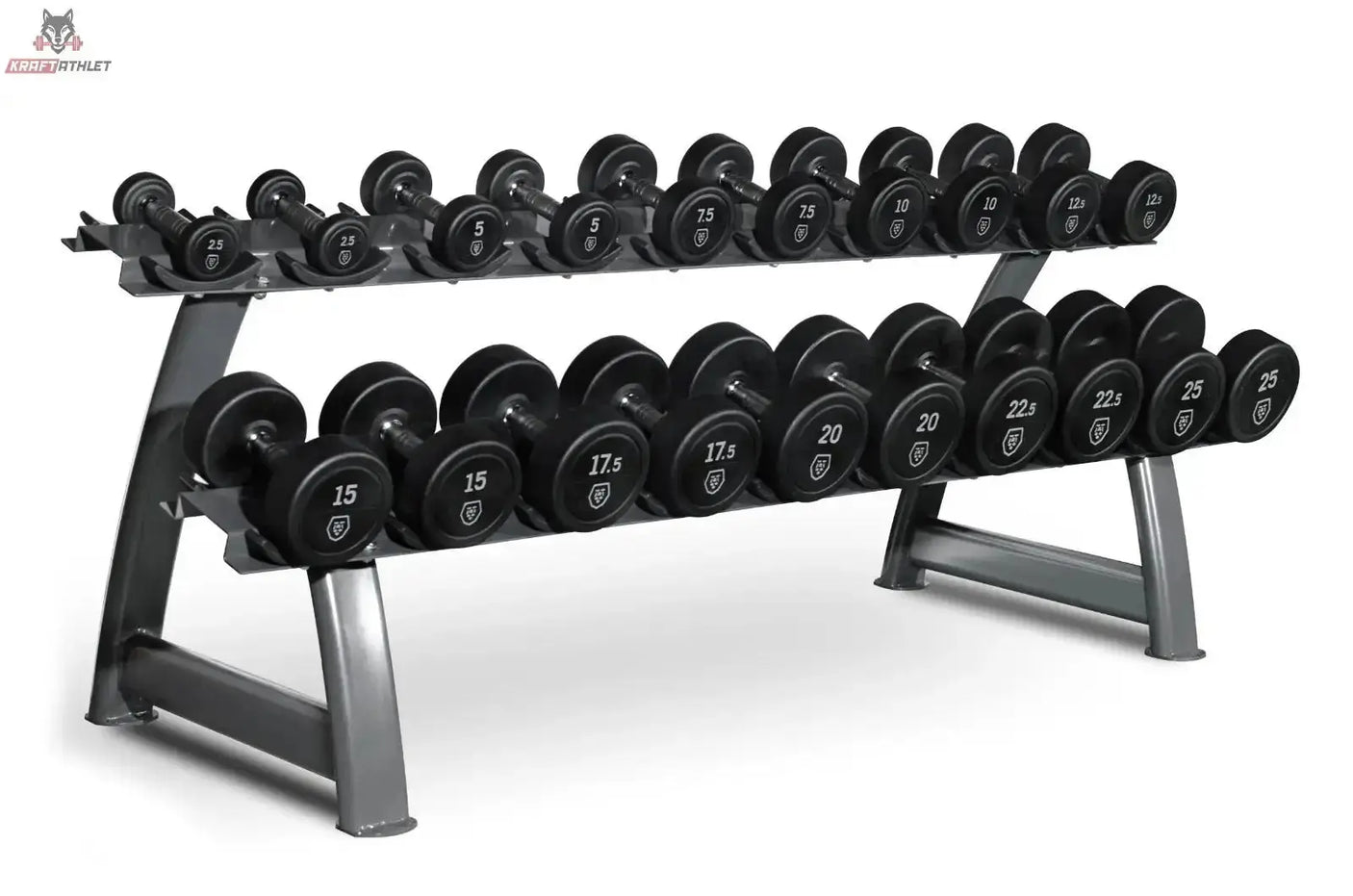 Gummi-Hantel-Set 2,5- 25Kg + Rack HD25 Titanium Strength