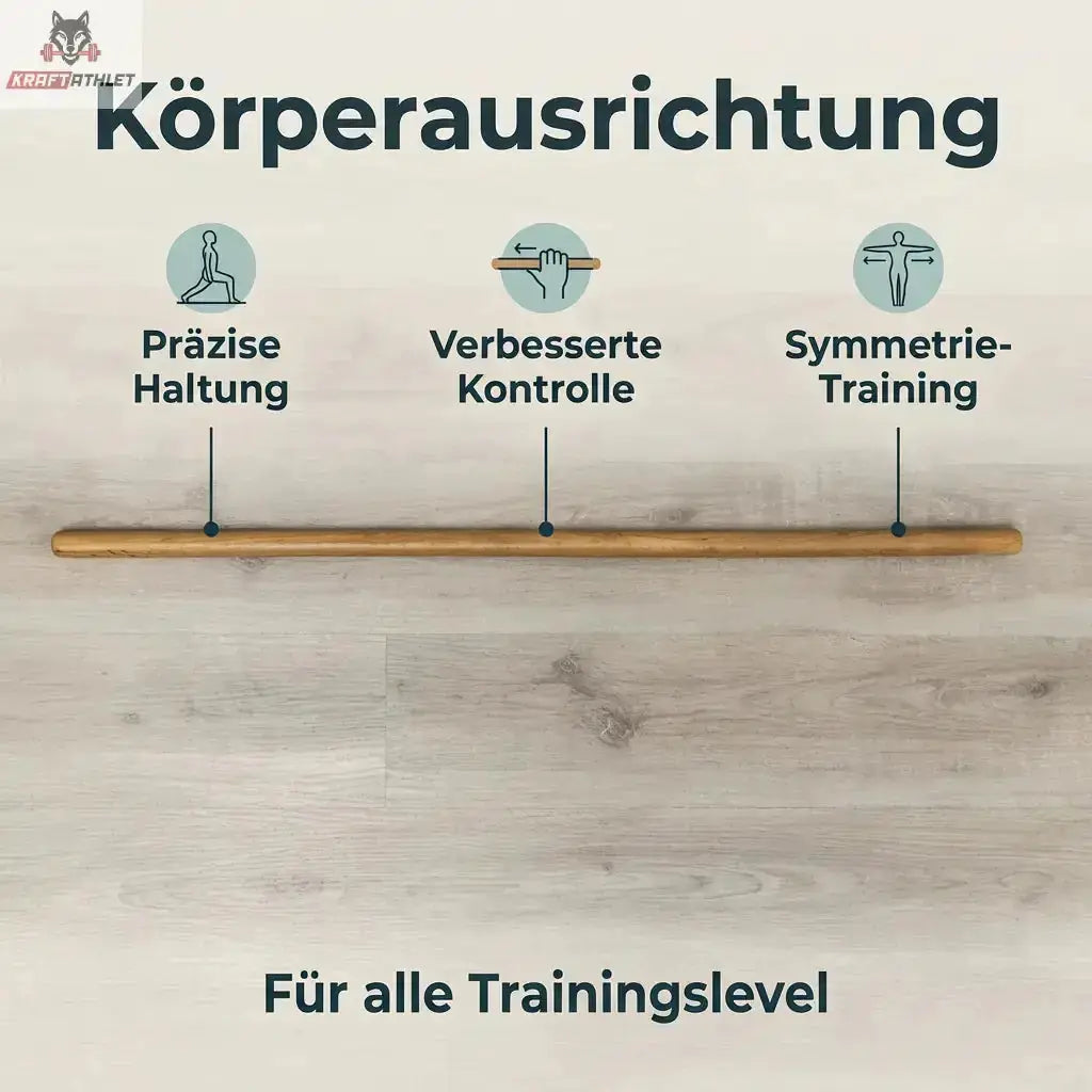 Hegren Pilates Wooden Stick 1.10m – Premium Eiche Trainingsbar Hegren Pilates Gym Equipment