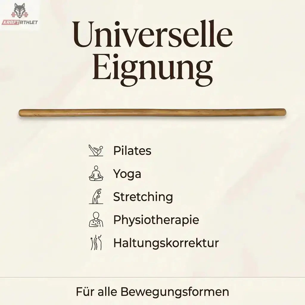 Hegren Pilates Wooden Stick 1.10m – Premium Eiche Trainingsbar Hegren Pilates Gym Equipment
