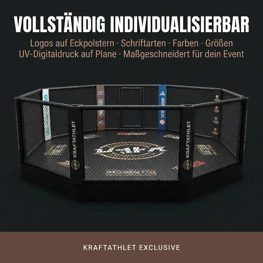 MMA-Käfig Oktagon mit Podium – Ø 4–8 m Profi-Event-Standard Individualisierbar Hergestellt in Frankreich Sportcom