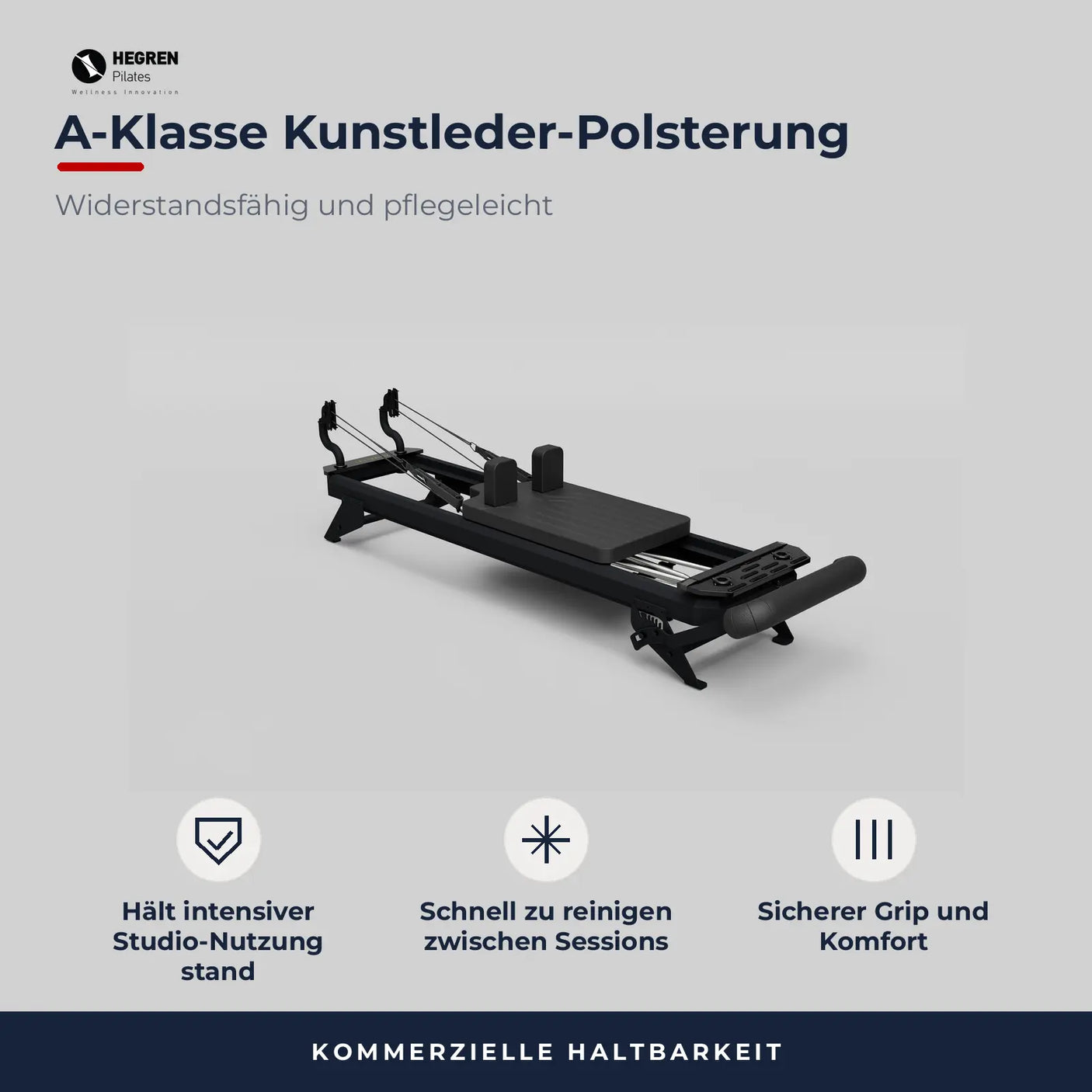 Hegren Talma 62 Reformer in Schwarz mit A-Klasse Kunstlederpolsterung für den gewerblichen Studiobetrieb
