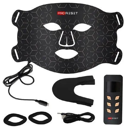 ProReset Rotlicht-Gesichtsmaske mit Steuergerät und Kabeln