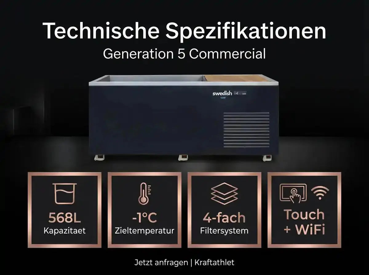 Swedish Cold Generation 5 Eisbad | -1°C Echtes Eis | 568L Gewerblicher Chiller SwedishCold Cold Plunge