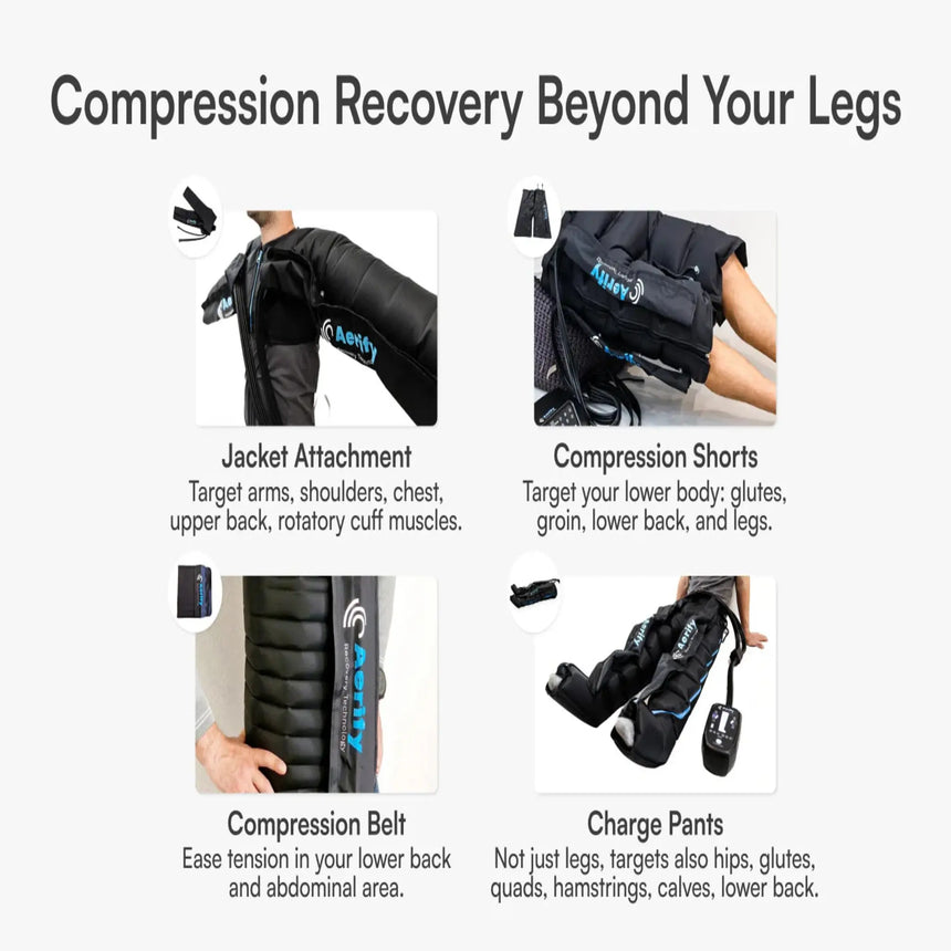 Aerify Recovery Charge Recovery Boots or Pants System with or without Backpack Aerify Recovery Wireless Air Compression Recovery Boots or Pants