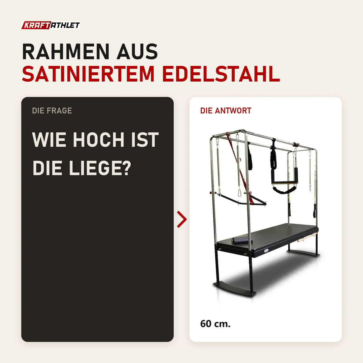 Frage und Antwort zu Body & Exercise Cadillac Black Edition aus Edelstahl: Wie hoch ist die Liege?