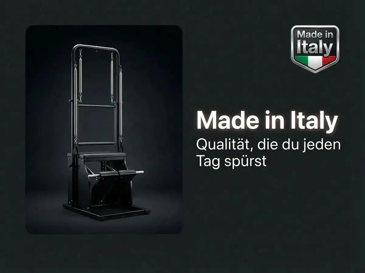Body & Exercise Reformer Black Edition Stand Up, Grafik Made in Italy mit aufgestelltem Gerät