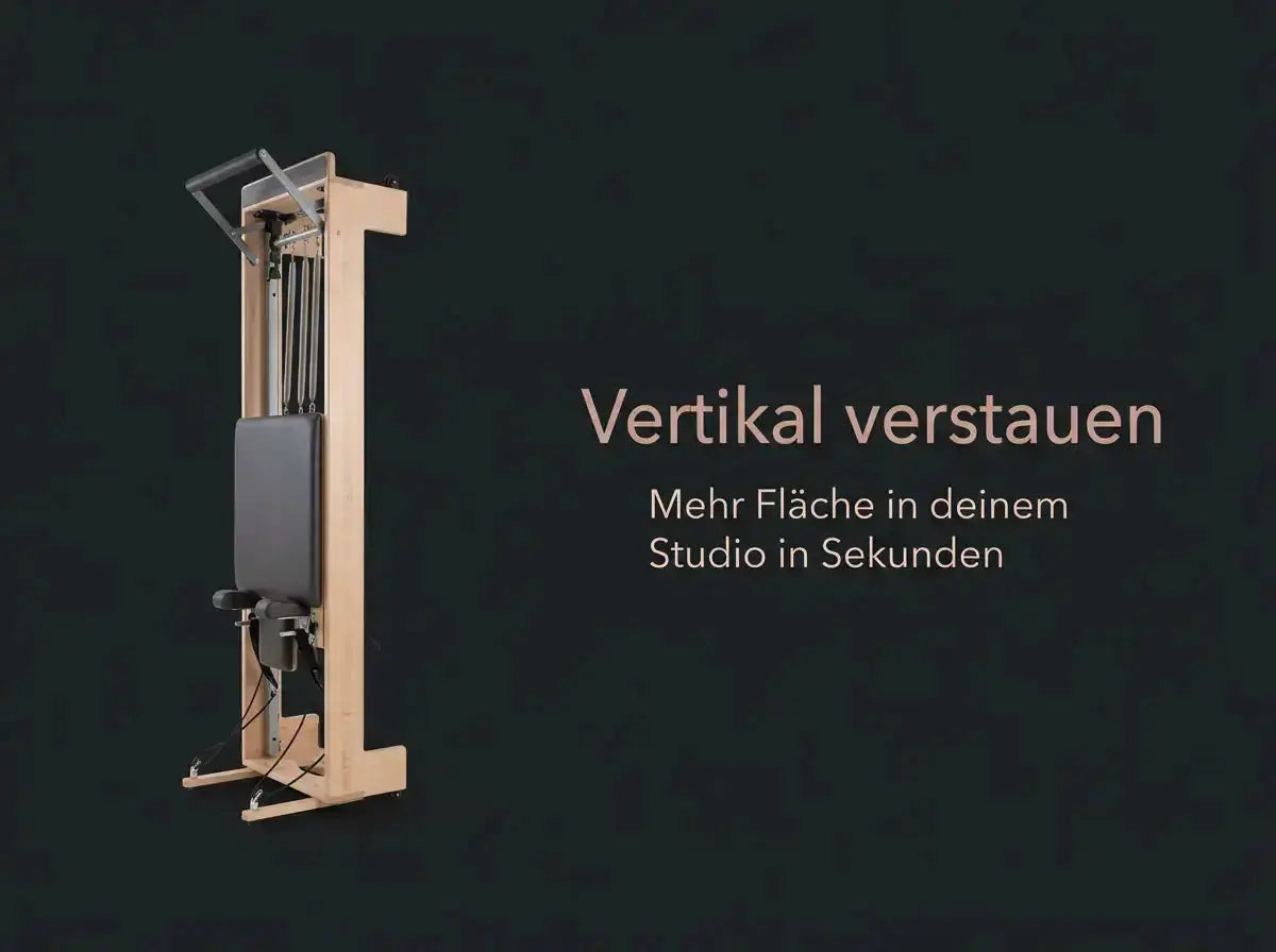 Body & Exercise Reformer Salvaspazio aus Aluminium, Grafik zum senkrechten Verstauen an der Wand