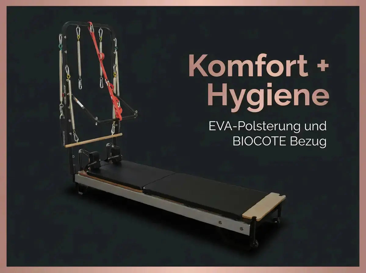 Body & Exercise Reformer Salvaspazio Tower, Grafik zur EVA-Polsterung mit Biocote-Bezug