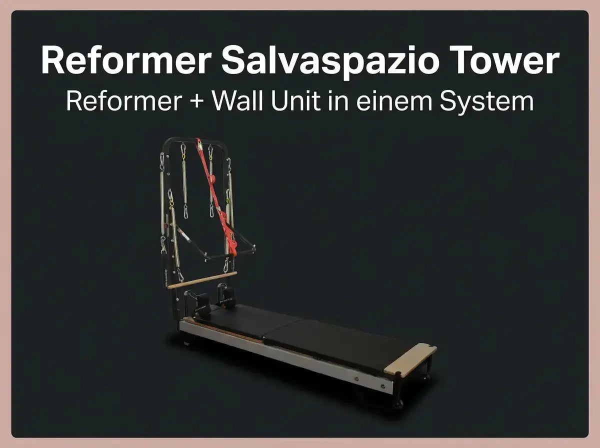 Body & Exercise Reformer Salvaspazio Tower, Grafik mit Reformer und Wall Unit in einem System