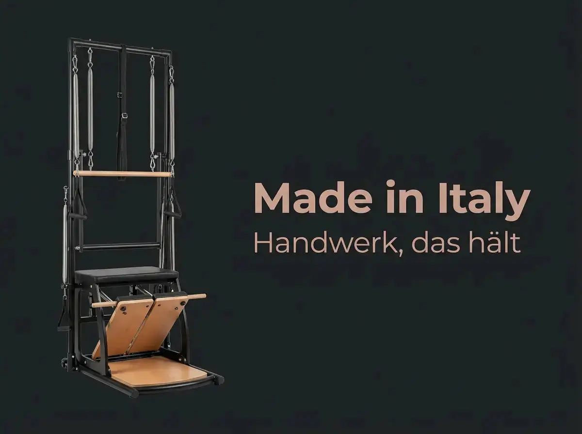 Body & Exercise Reformer Tower Black Edition, Grafik Made in Italy mit aufgestellter Wall Unit