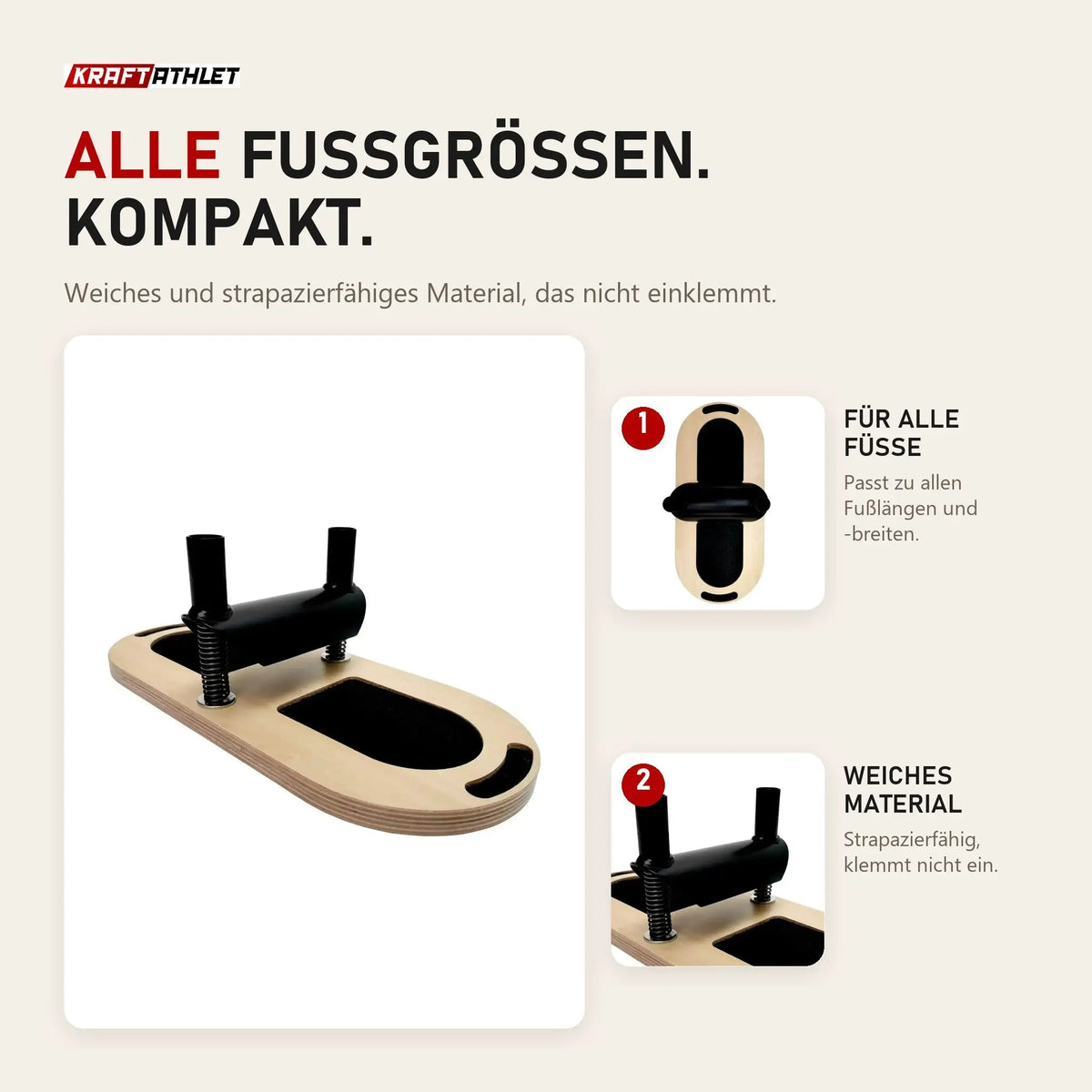 Elina Pilates Foot Corrector mit Draufsicht und Detail der gepolsterten Stange