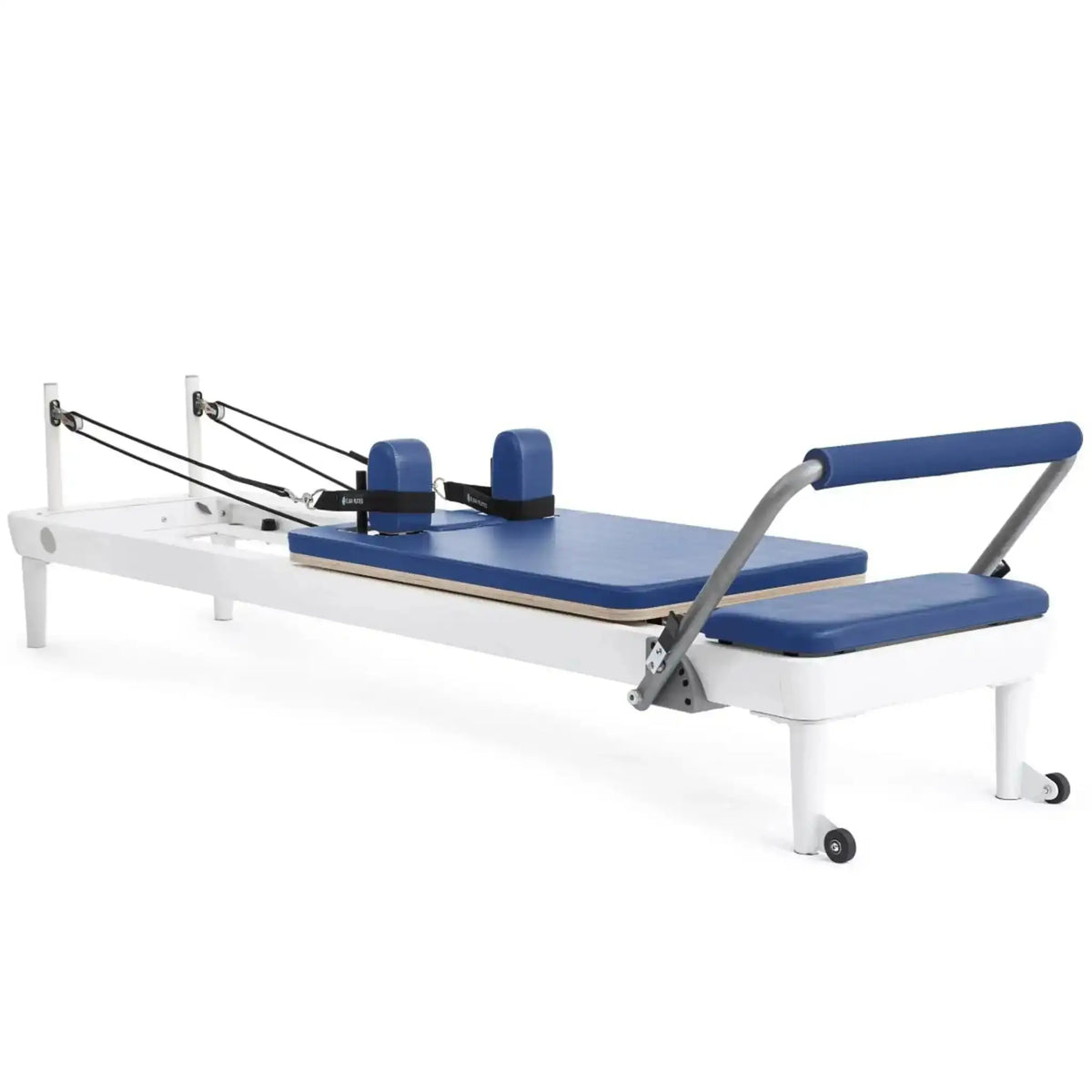 Elina Pilates Nubium Reformer mit Polster in Blau, Schrägansicht