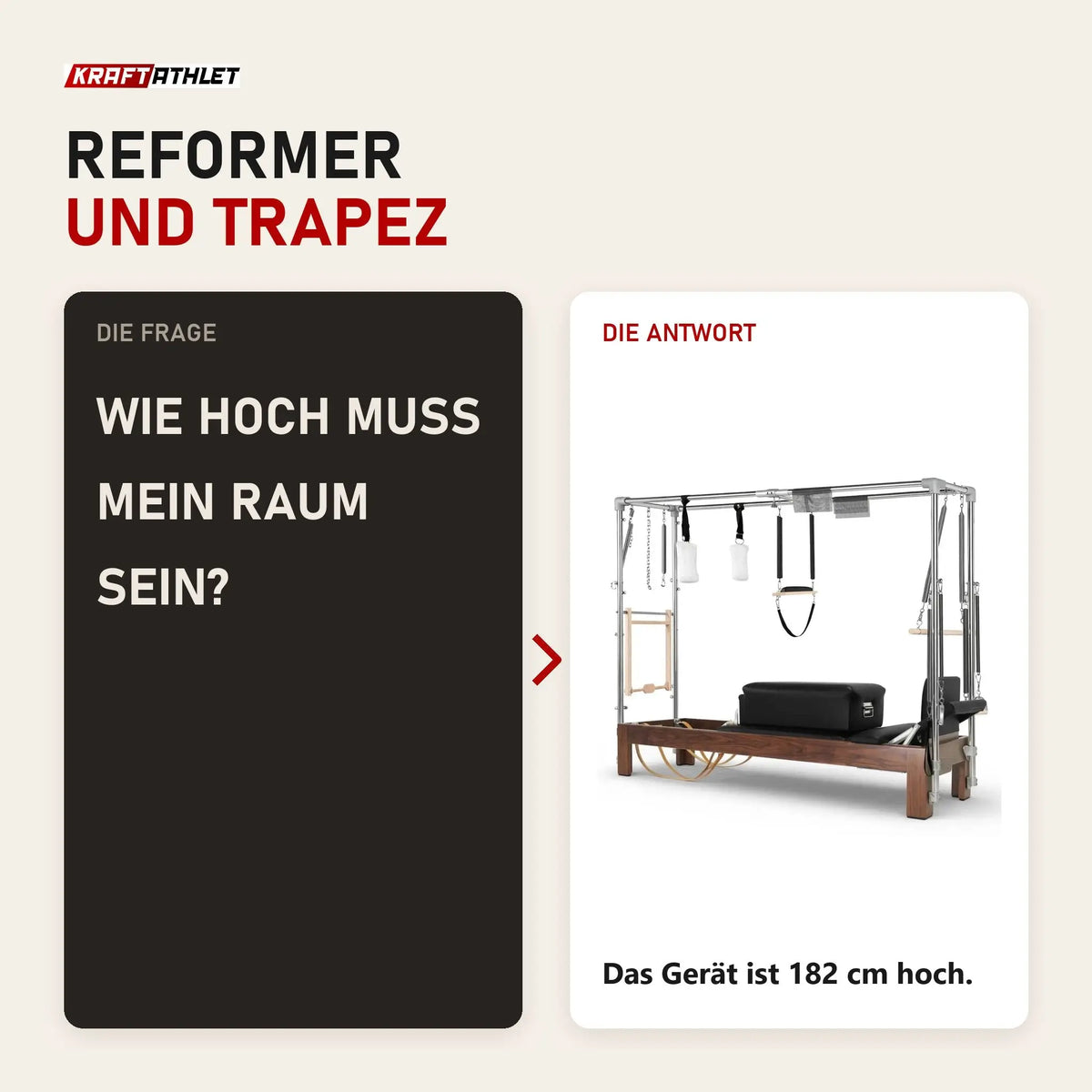 Frage und Antwort zu Elina Pilates Cadillac Reformer aus Walnussholz: Wie hoch muss mein Raum sein?