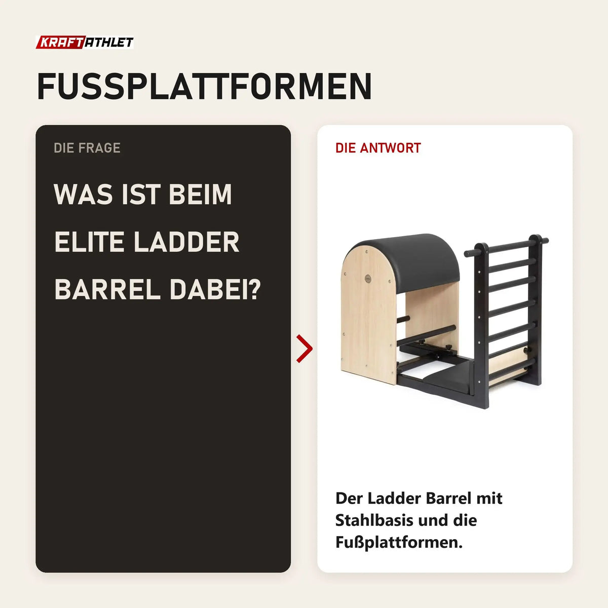 Frage und Antwort zu Elina Pilates Elite Ladder Barrel mit Stahlbasis: Was ist beim Elite Ladder Barrel dabei?
