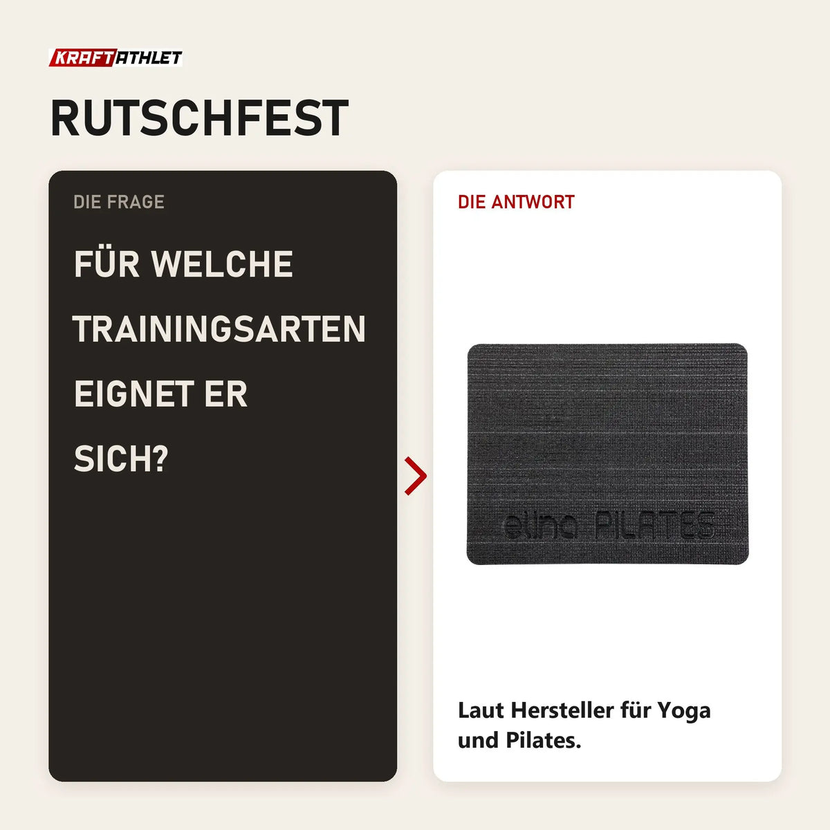 Frage und Antwort zu Elina Pilates Non Slip Protector rutschfeste Auflage: Für welche Trainingsarten eignet er sich?