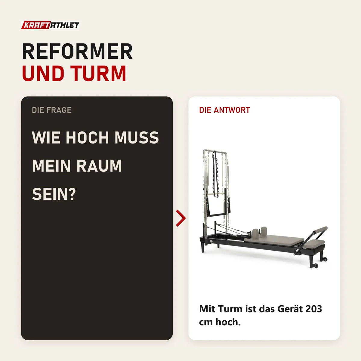 Frage und Antwort zu Elina Pilates Nubium Black Edition mit Tower: Wie hoch muss mein Raum sein?