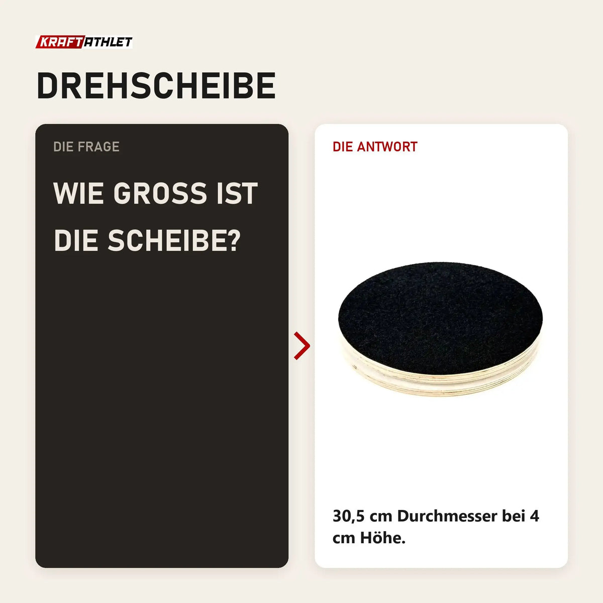 Frage und Antwort zu Elina Pilates Rotating Disk Drehscheibe: Wie groß ist die Scheibe?