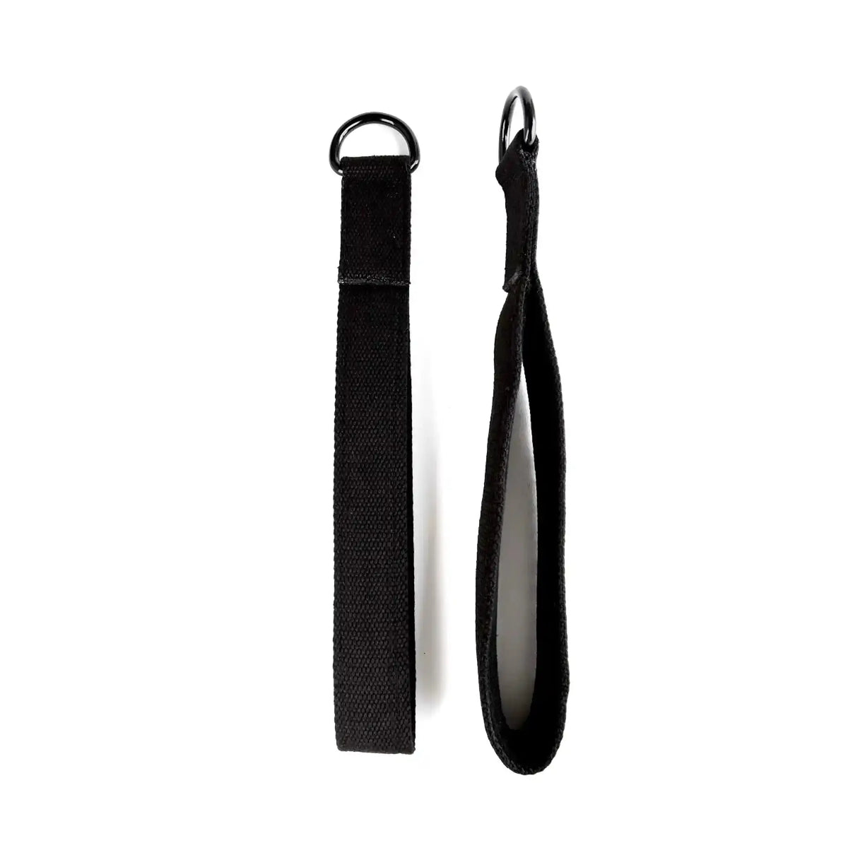 Elina Pilates Simple Handles Reformer-Griffe in Schwarz, zwei Schlaufen mit Metall-D-Ring nebeneinander