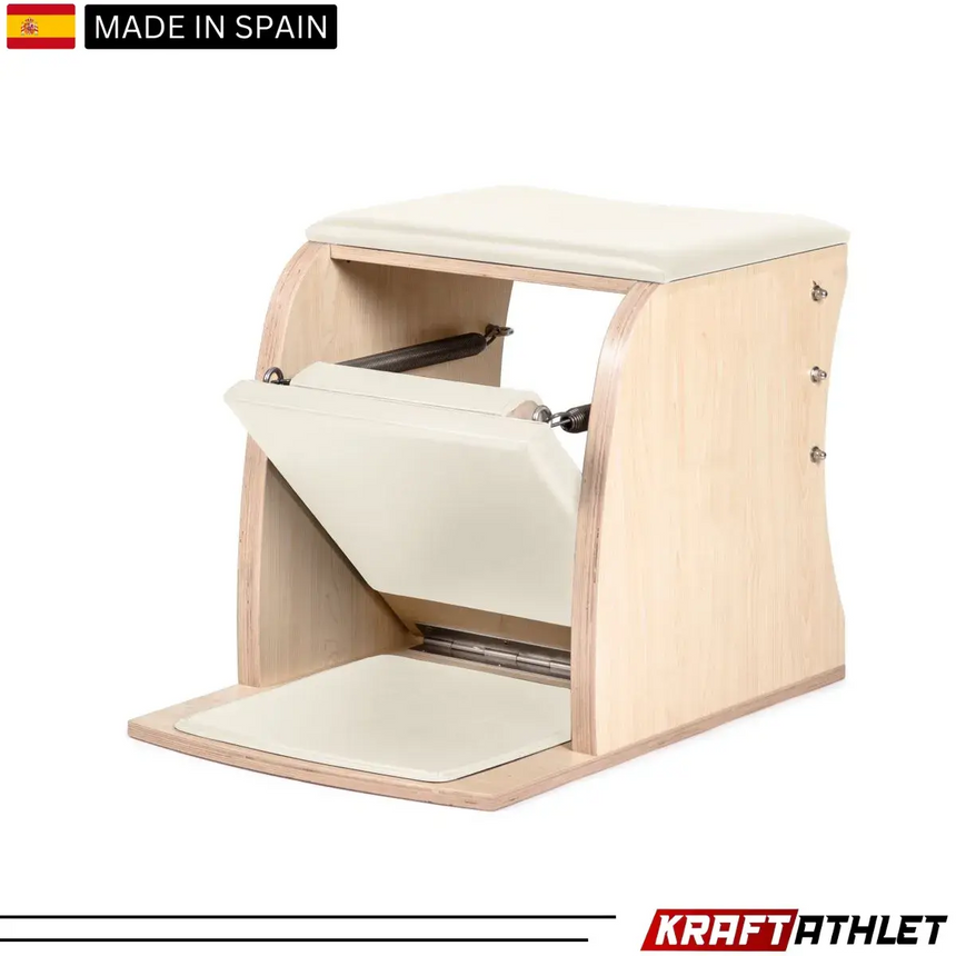 "Elina Pilates Wunda Chair – Compact and ergonomic Pilates chair for core strength and stability training."