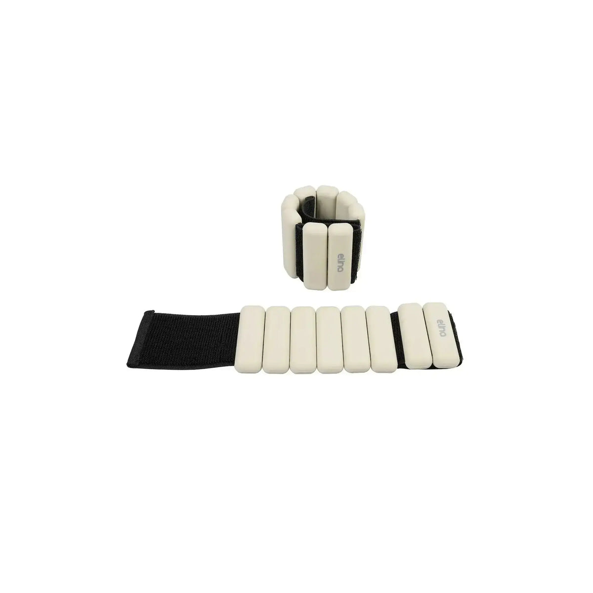 Elina Pilates verstellbare Gewichte 0,5 kg für Handgelenk und Knöchel in Beige, ein Band offen und eins geschlossen
