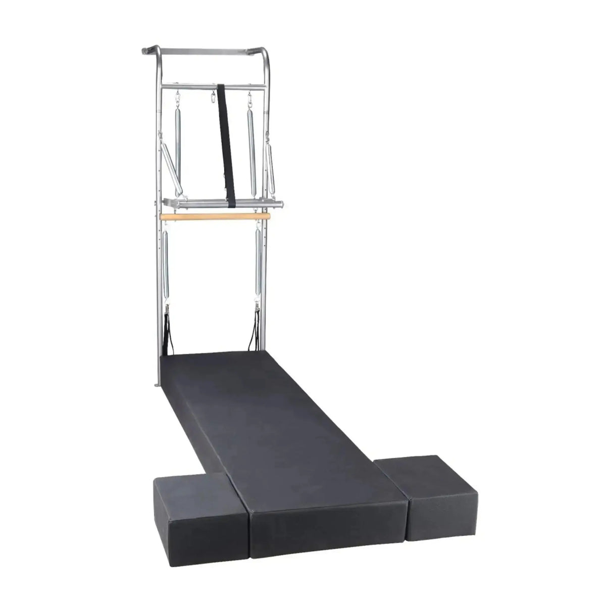 Elina Pilates Wall Unit – Polster in Schwarz mit Turm aus Metall