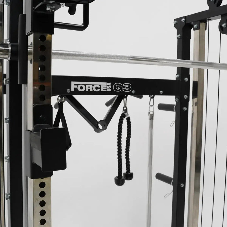 Force USA G3 V2 All-In-One Trainer featuring power rack, Smith machine, and cable system.