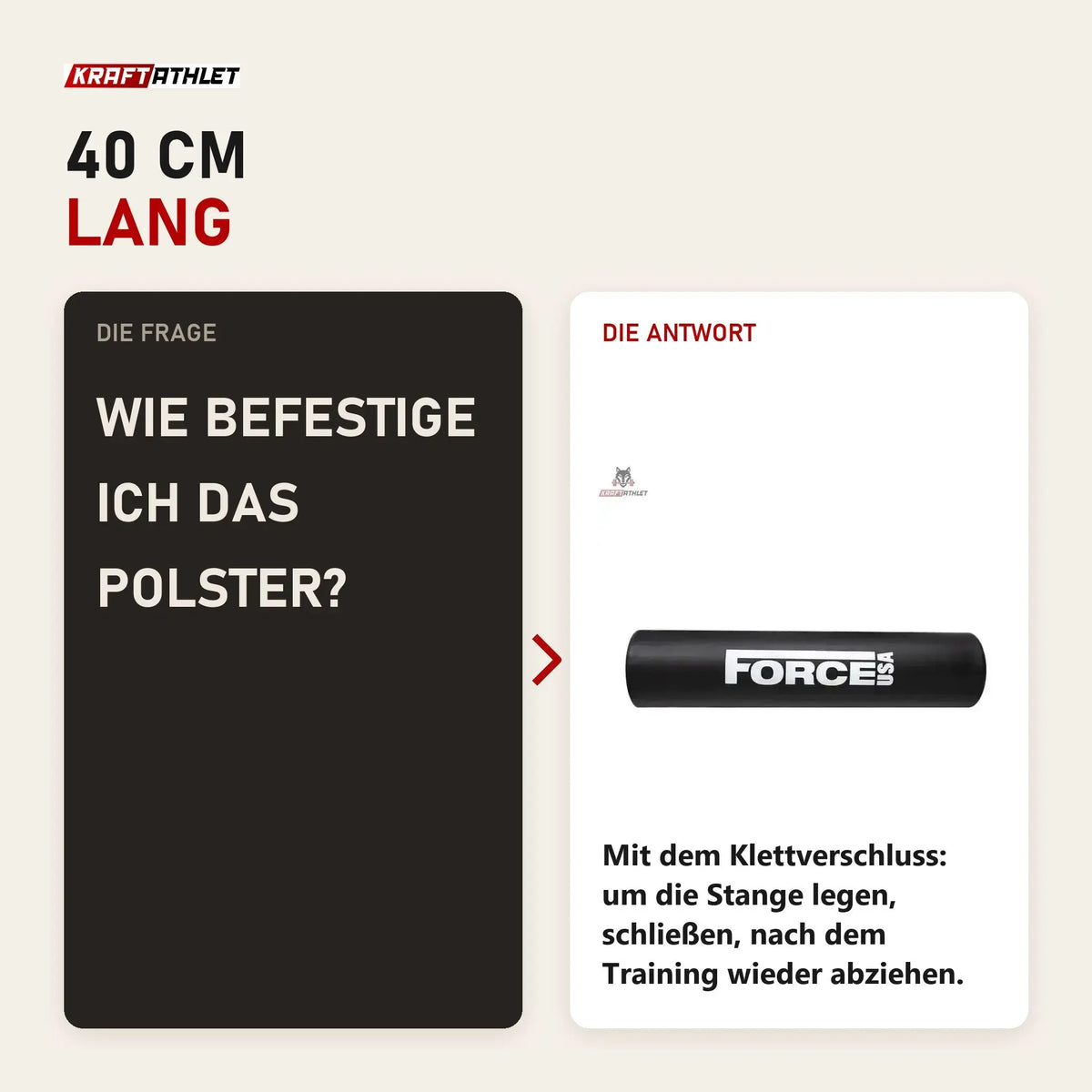 Frage und Antwort zu Force USA Barbell Pad: Wie befestige ich das Polster?