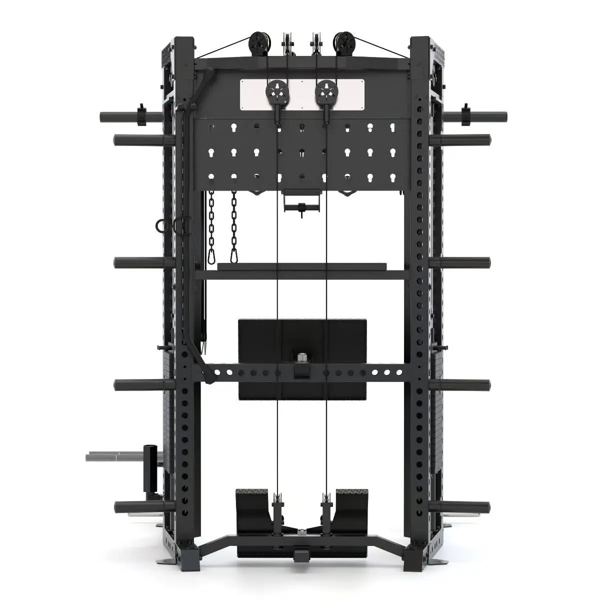 Force USA C20 All-In-One Trainer – Frontansicht mit Beinhebel-Aufsatz, freigestellt