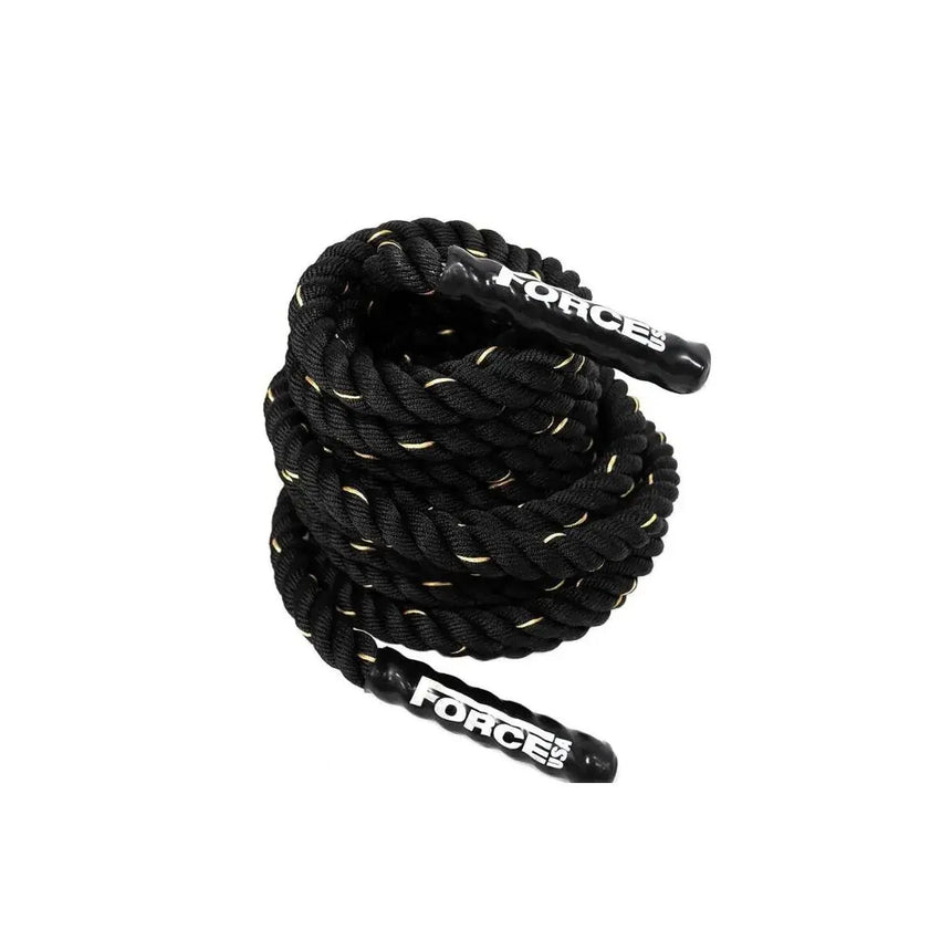 Force USA 15m Battle Rope – robust training rope with rubber caps for intensive full-body training.