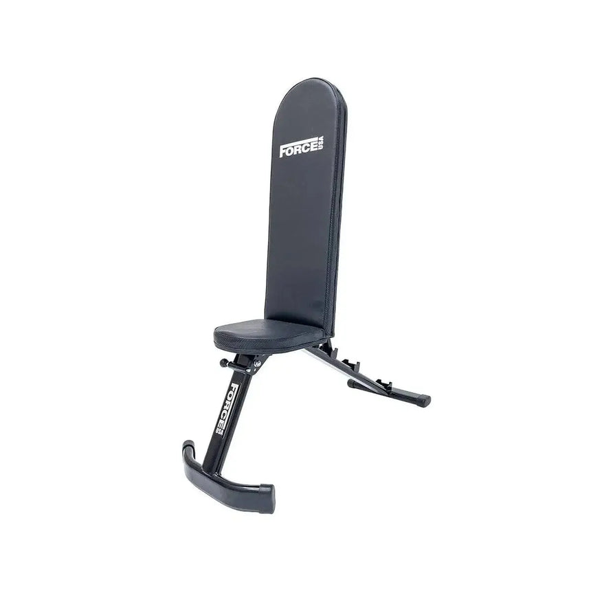 Force USA Adjustable and Foldable FID Bench with sturdy steel frame and high-density foam padding.