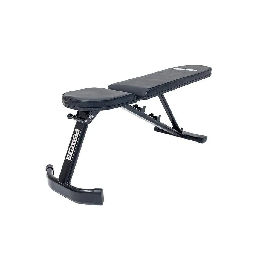 Force USA Adjustable and Foldable FID Bench with sturdy steel frame and high-density foam padding.