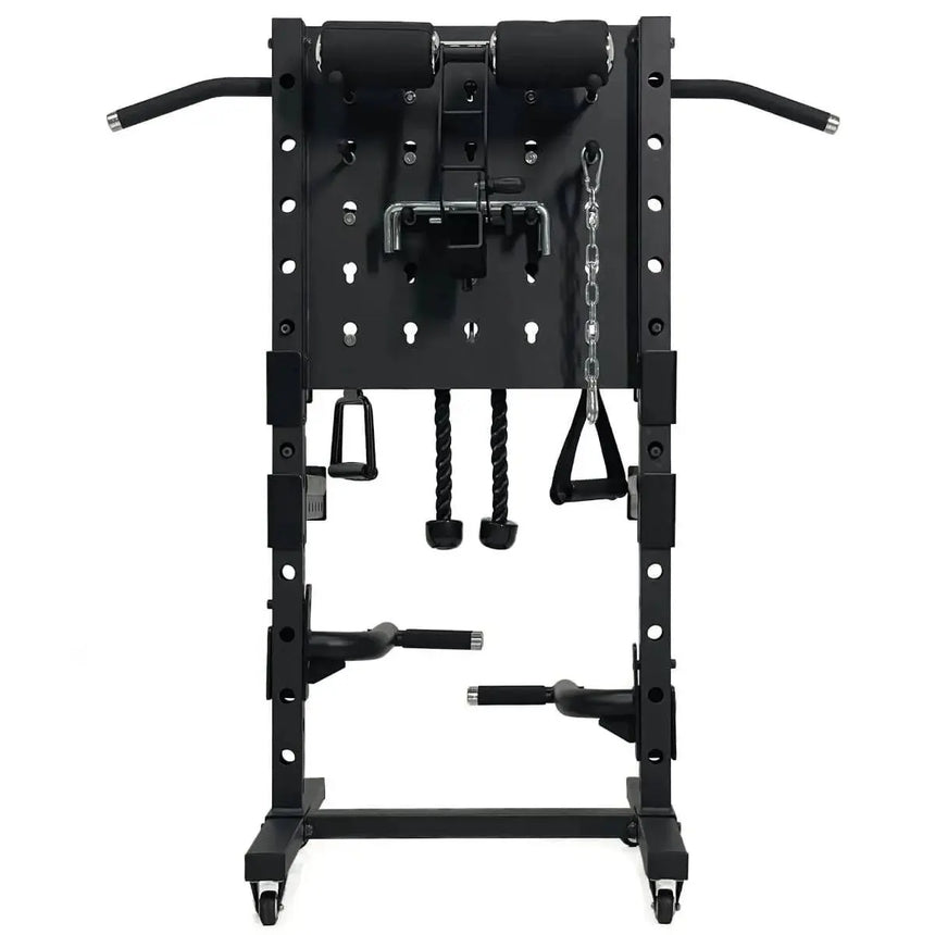 Force USA Base Storage Rack – versatile storage rack with pegboard design and transport wheels.