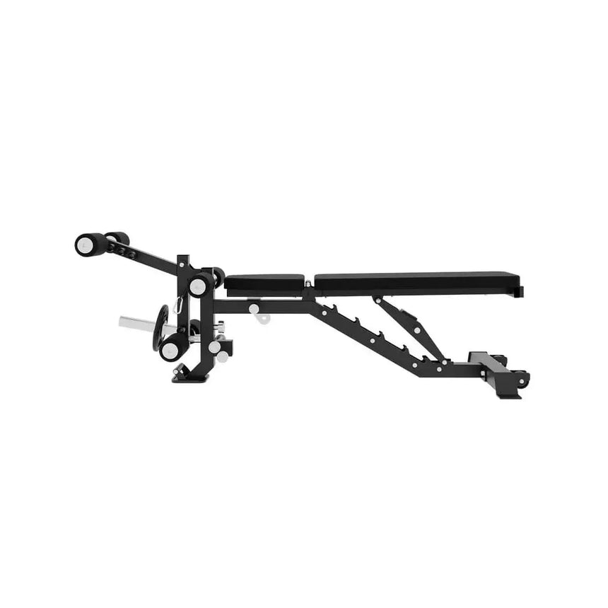 Force USA C10 Base Bench with leg curl, leg extension, and preacher curl attachments.