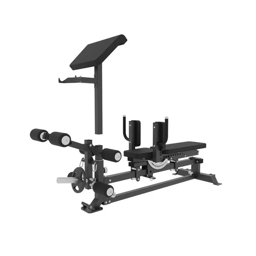 Force USA C10 Base Bench with leg curl, leg extension, and preacher curl attachments.