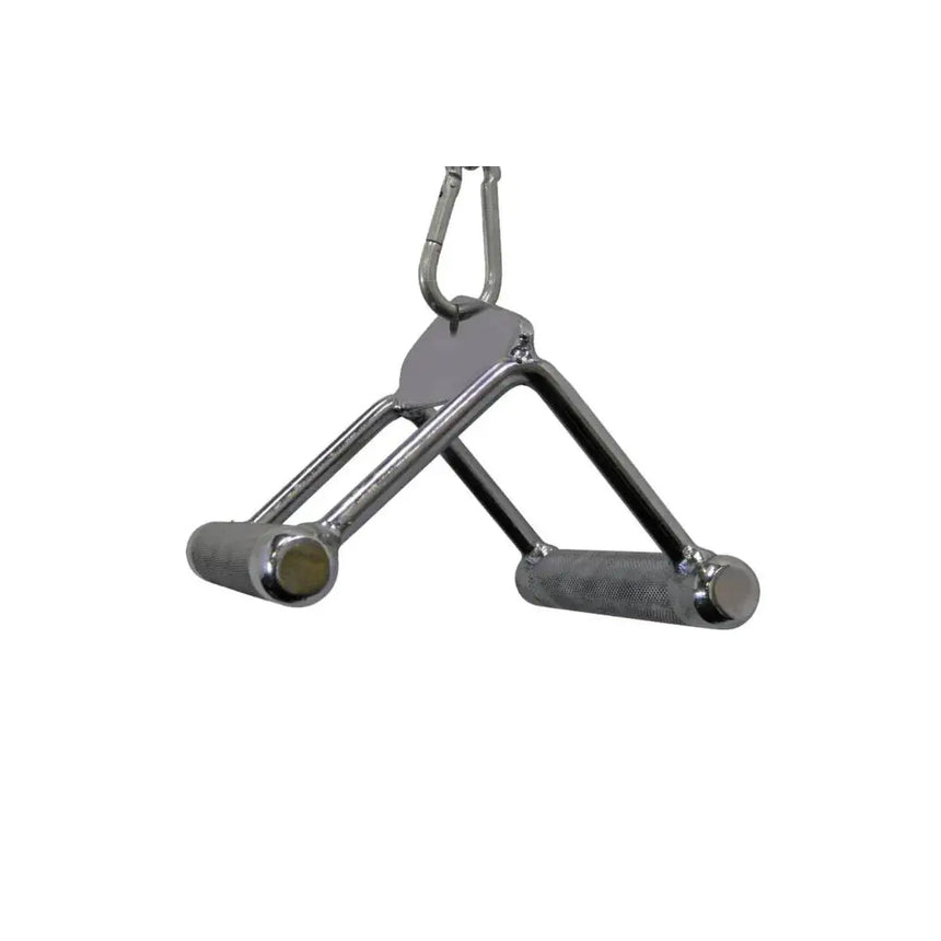 Force USA Close Grip Triangle – robust cable pull handle with contoured chrome handles for effective strength training.