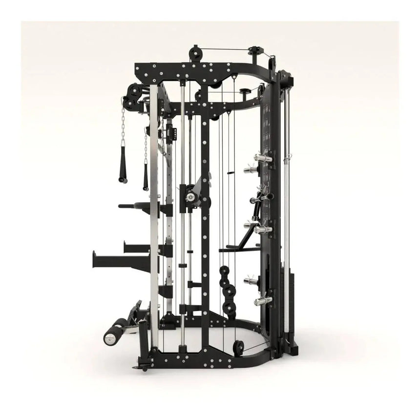 Force USA G12™ All-In-One Trainer showcasing power rack, Smith machine, and dual weight stacks.