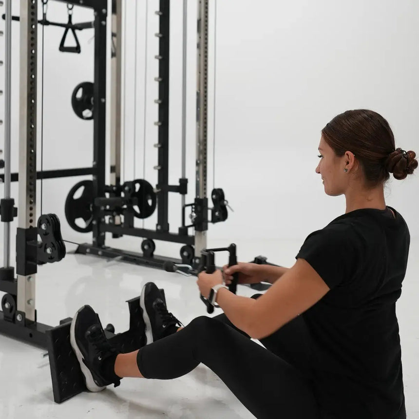 Force USA G3 Upgrade Kit components including lat pulldown seat and low row footplate.