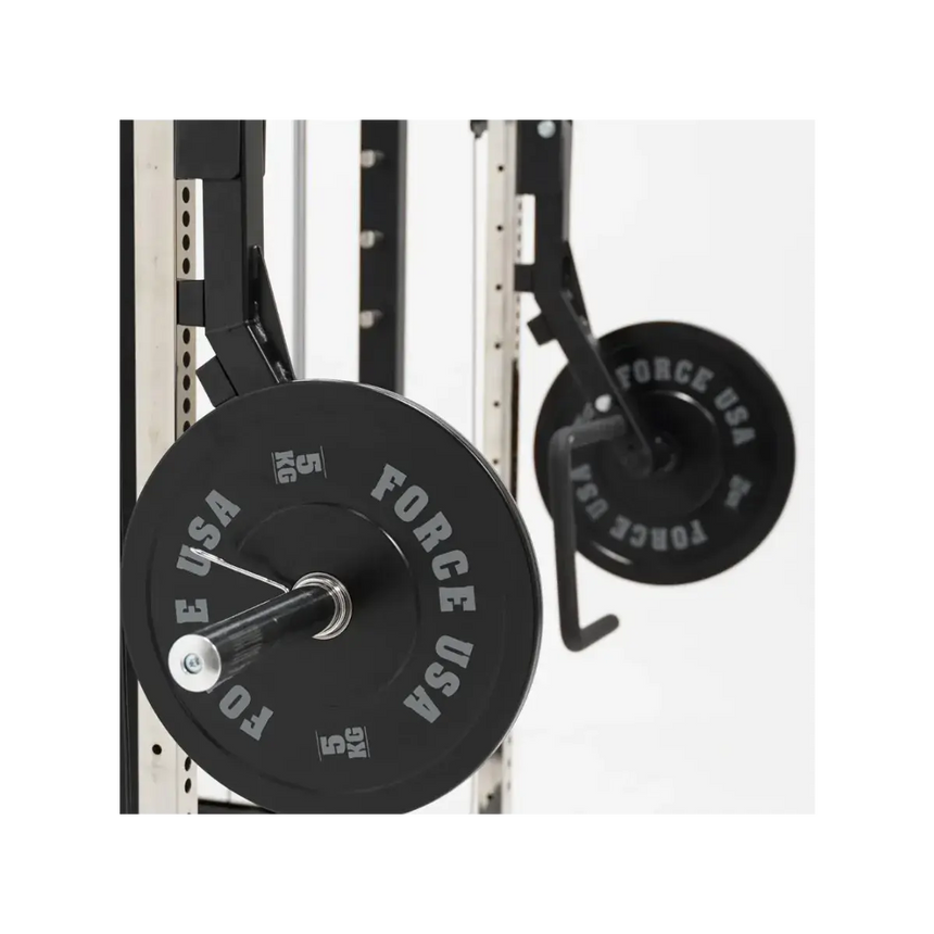 Force USA G6 Jammer Arms attached to the G6 All-In-One Trainer, demonstrating various exercise options.