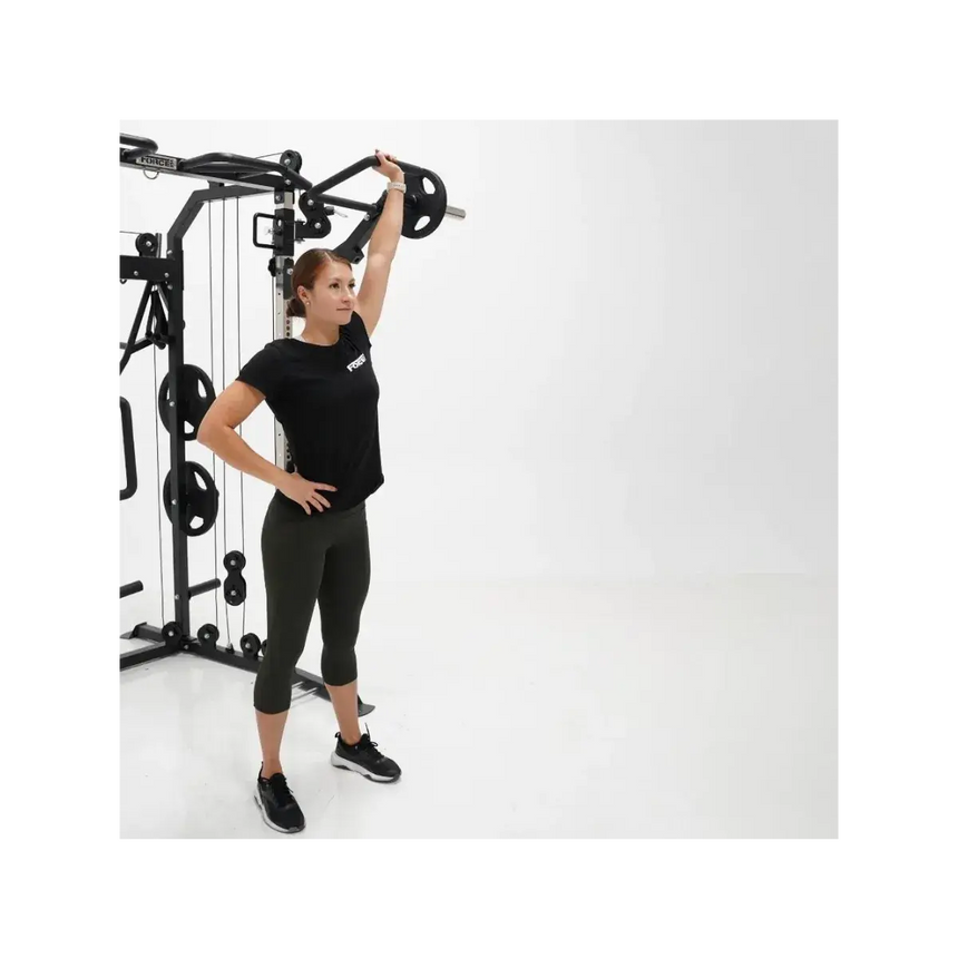 Force USA G6 Jammer Arms attached to the G6 All-In-One Trainer, demonstrating various exercise options.