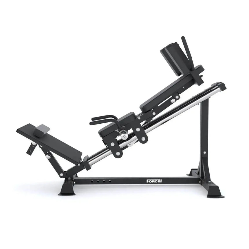 Force USA Compact Leg Press & Hack Squat V3 with adjustable footplate and ergonomic shoulder pads.