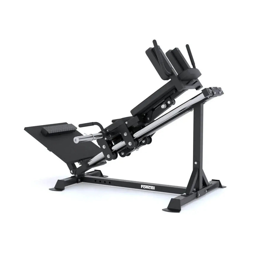 Force USA Compact Leg Press & Hack Squat V3 with adjustable footplate and ergonomic shoulder pads.