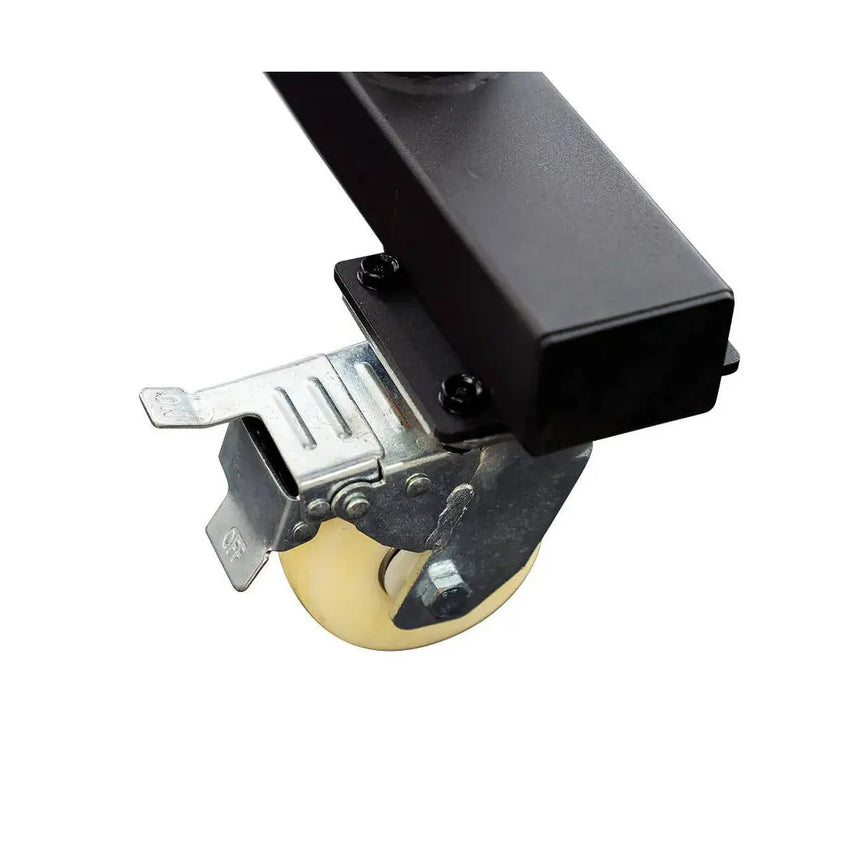 Force USA Bumper and Olympic Plate Rack – sturdy storage rack with transport wheels and chrome-plated brackets.