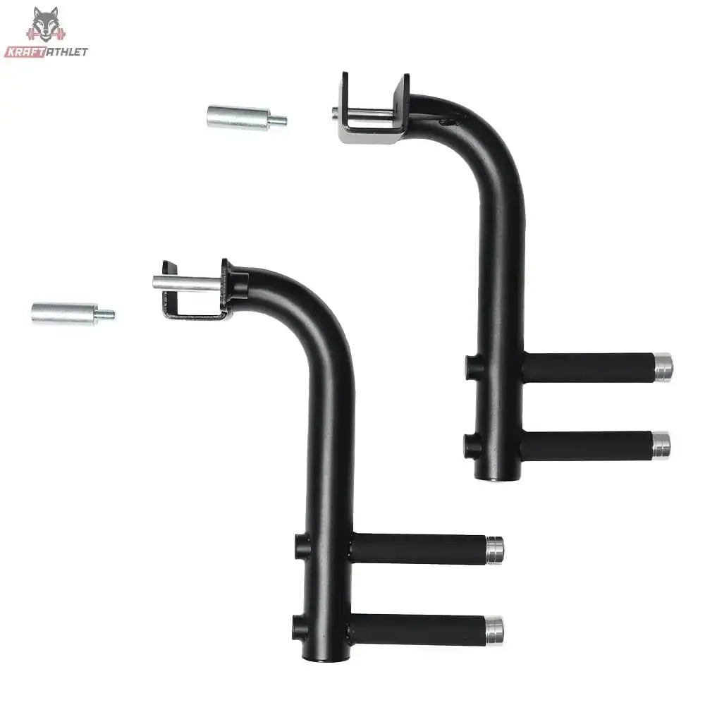 Force USA Dip Handles (Paar), Schrägansicht beider Griffe mit Steckbolzen