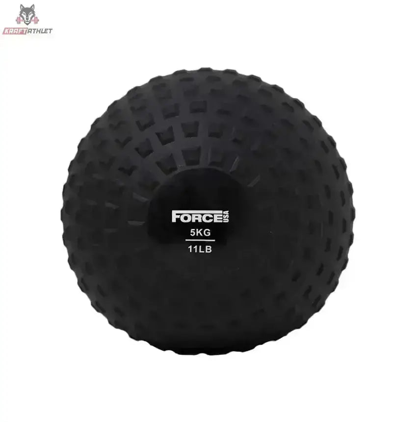 Force USA Elite Slam Ball 8 kg, Variante 5 kg in Schwarz, Frontansicht mit Gewichtsaufdruck