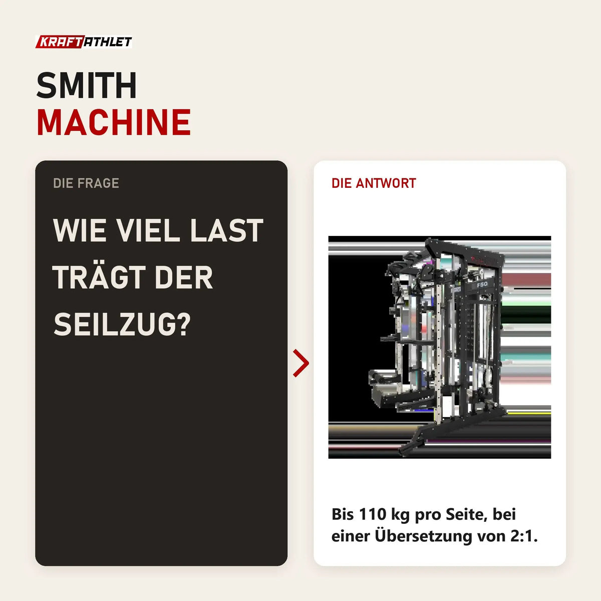 Frage und Antwort zu Force USA F50 V2 All-In-One Trainer: Wie viel Last trägt der Seilzug?