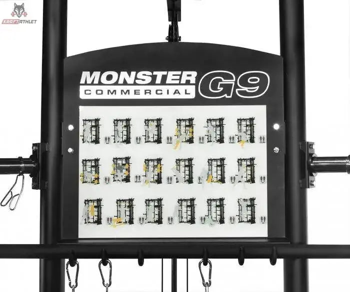Force USA G9 All-In-One Trainer im Detail: Übungstafel am oberen Rahmen