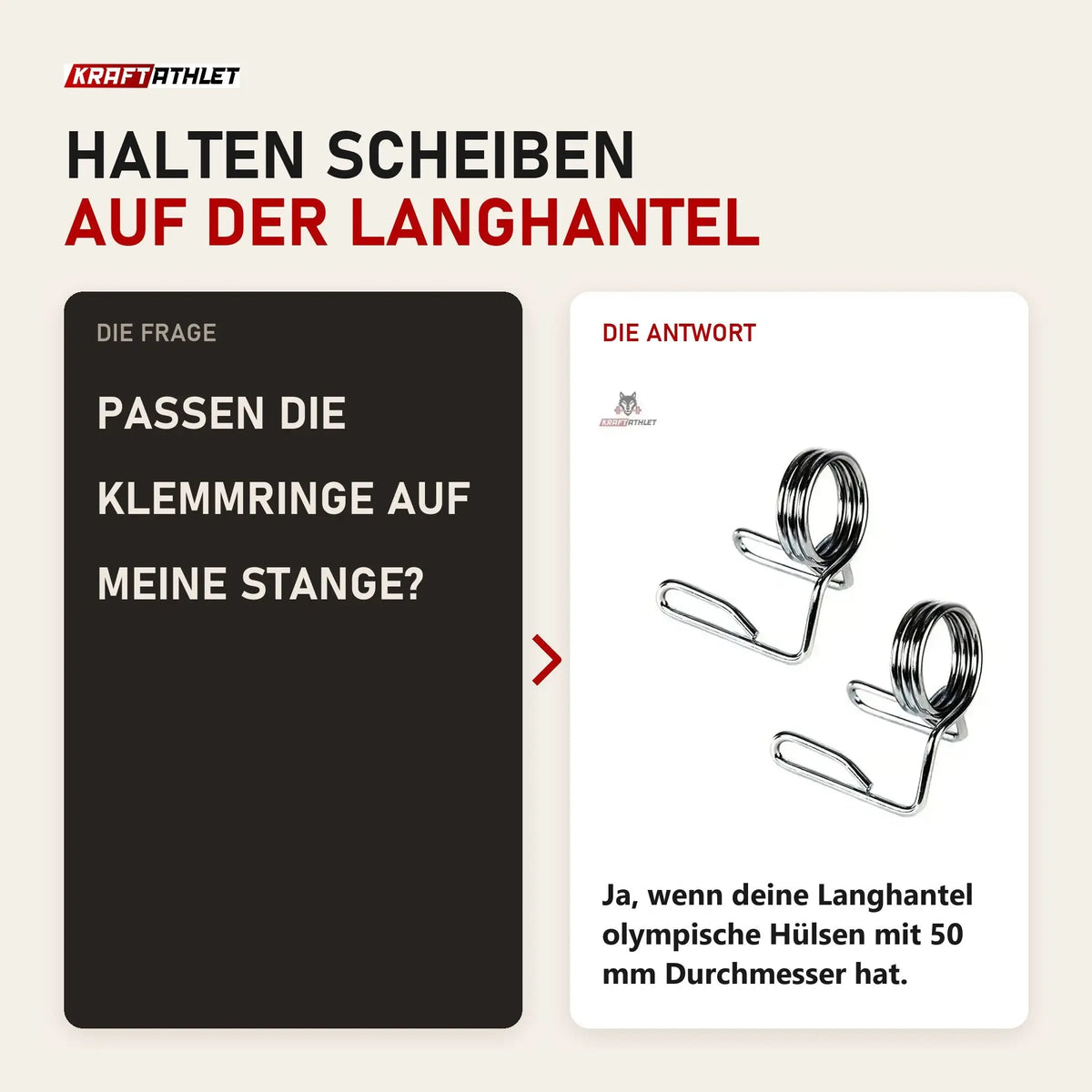 Frage und Antwort zu Force USA Langhantel-Klemmringe: Passen die Klemmringe auf meine Stange?