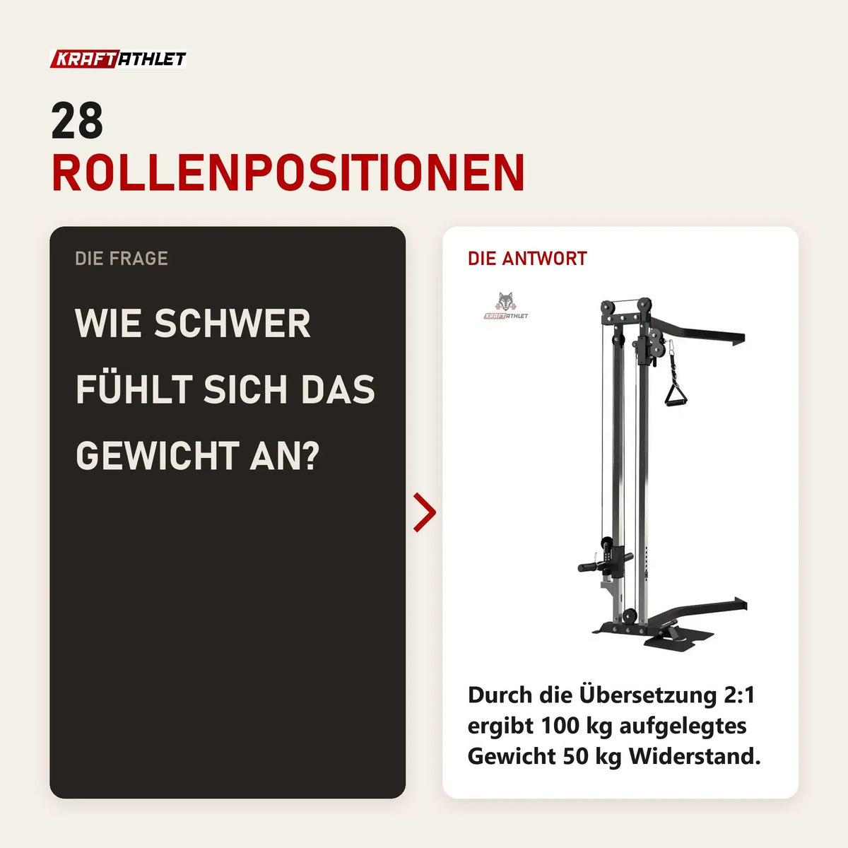 Frage und Antwort zu Force USA MyRack Cable Crossover (eine Seite): Wie schwer fühlt sich das Gewicht an?