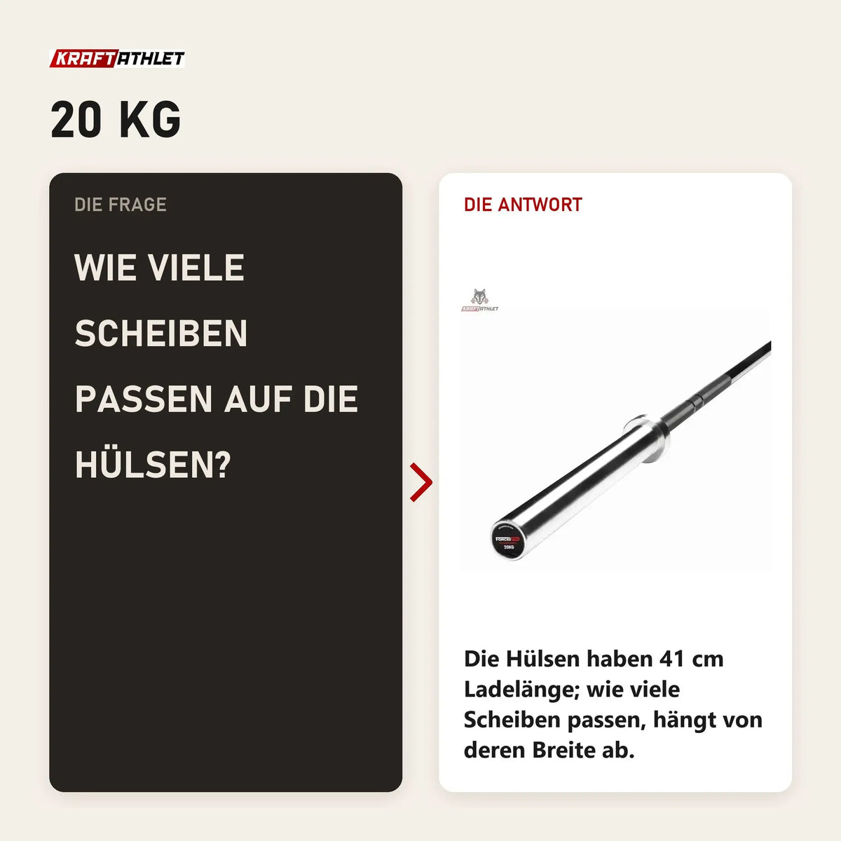 Frage und Antwort zu Force USA Pro Series Olympic Bar: Wie viele Scheiben passen auf die Hülsen?